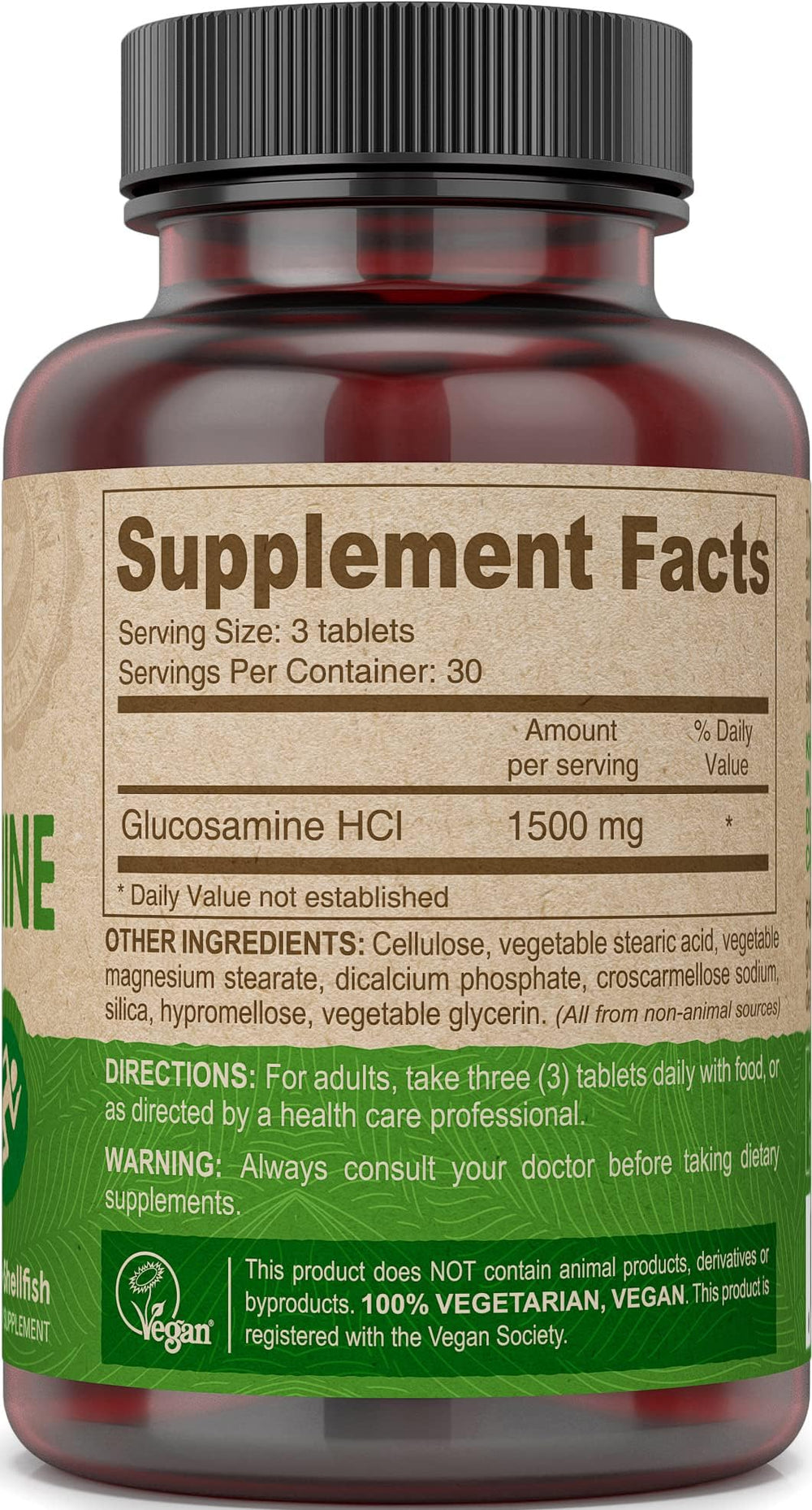 Glucosamine 500 mg per tablet label illustration