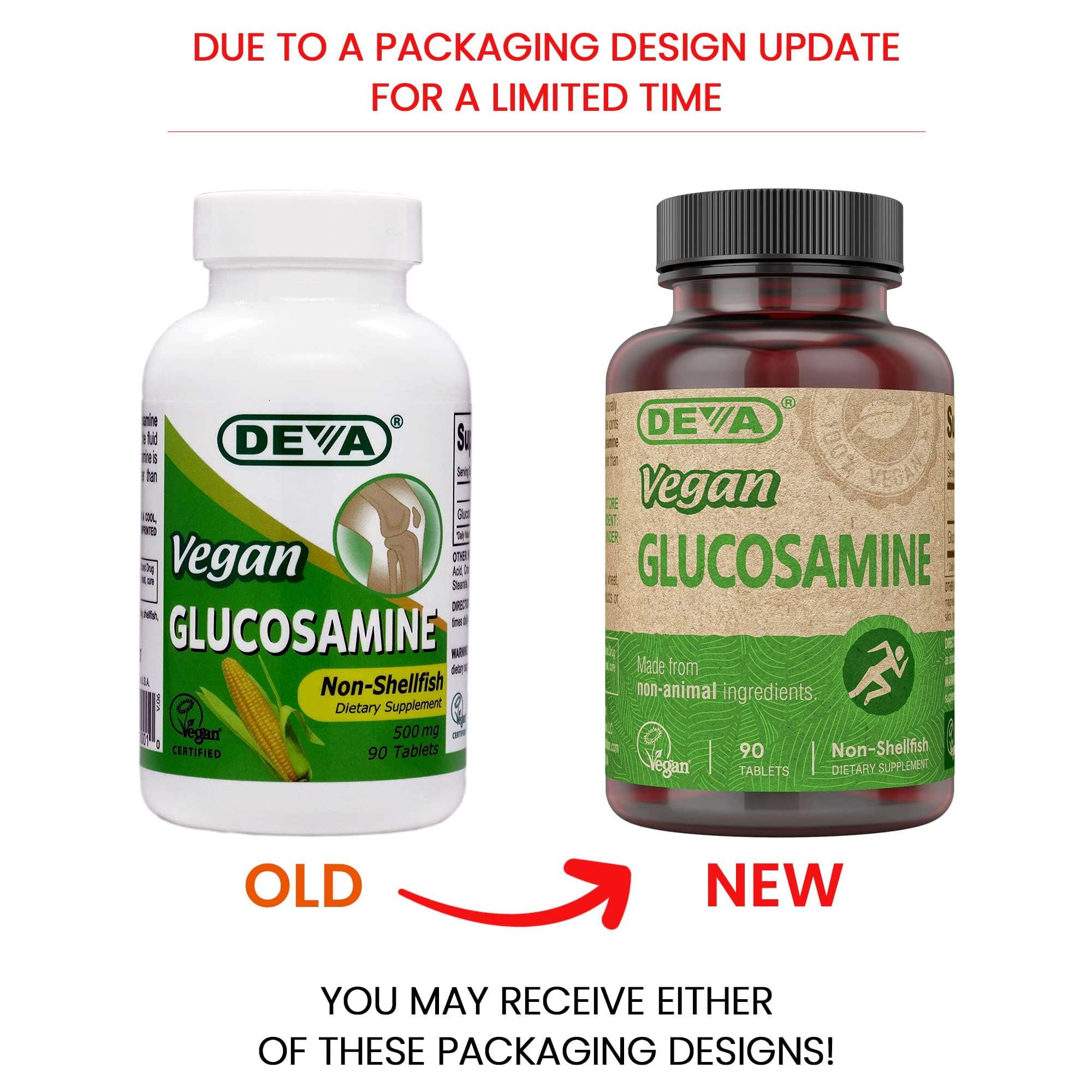 Pack of 2 bottles of DEVA Vegan Glucosamine 90 Tabs