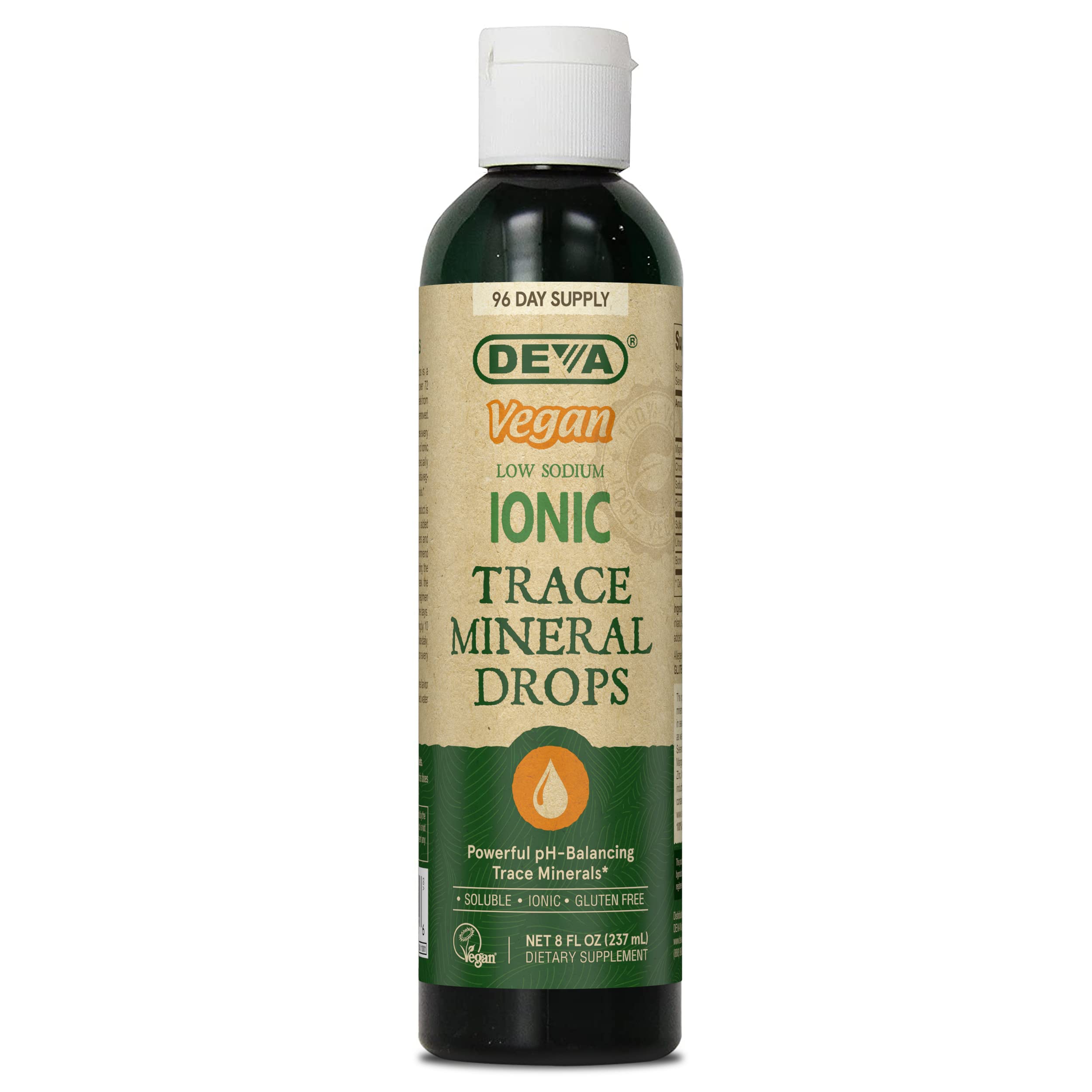 DEVA Vegan Ionic Trace Mineral Drops bottle, 8 oz