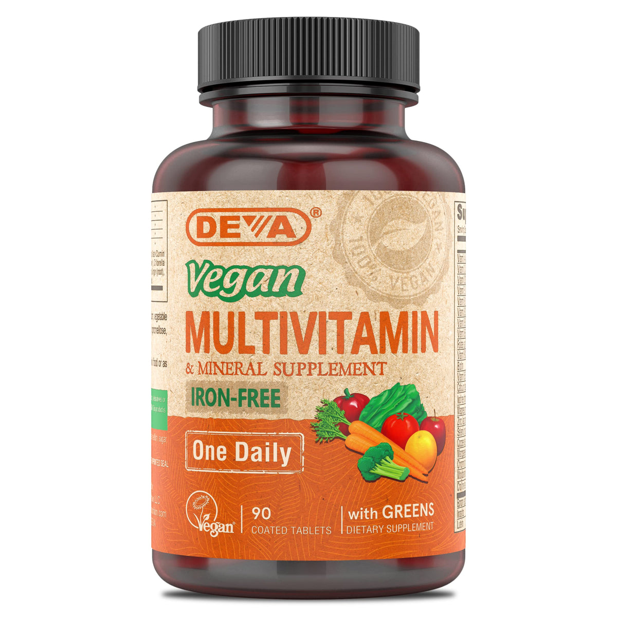 DEVA Vegan Iron-Free Multivitamin bottle front label