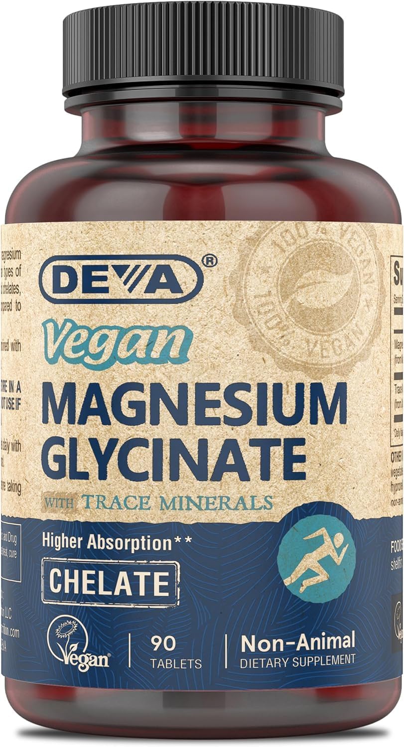 Front view of DEVA Vegan Magnesium Glycinate 300mg (90 tablets).