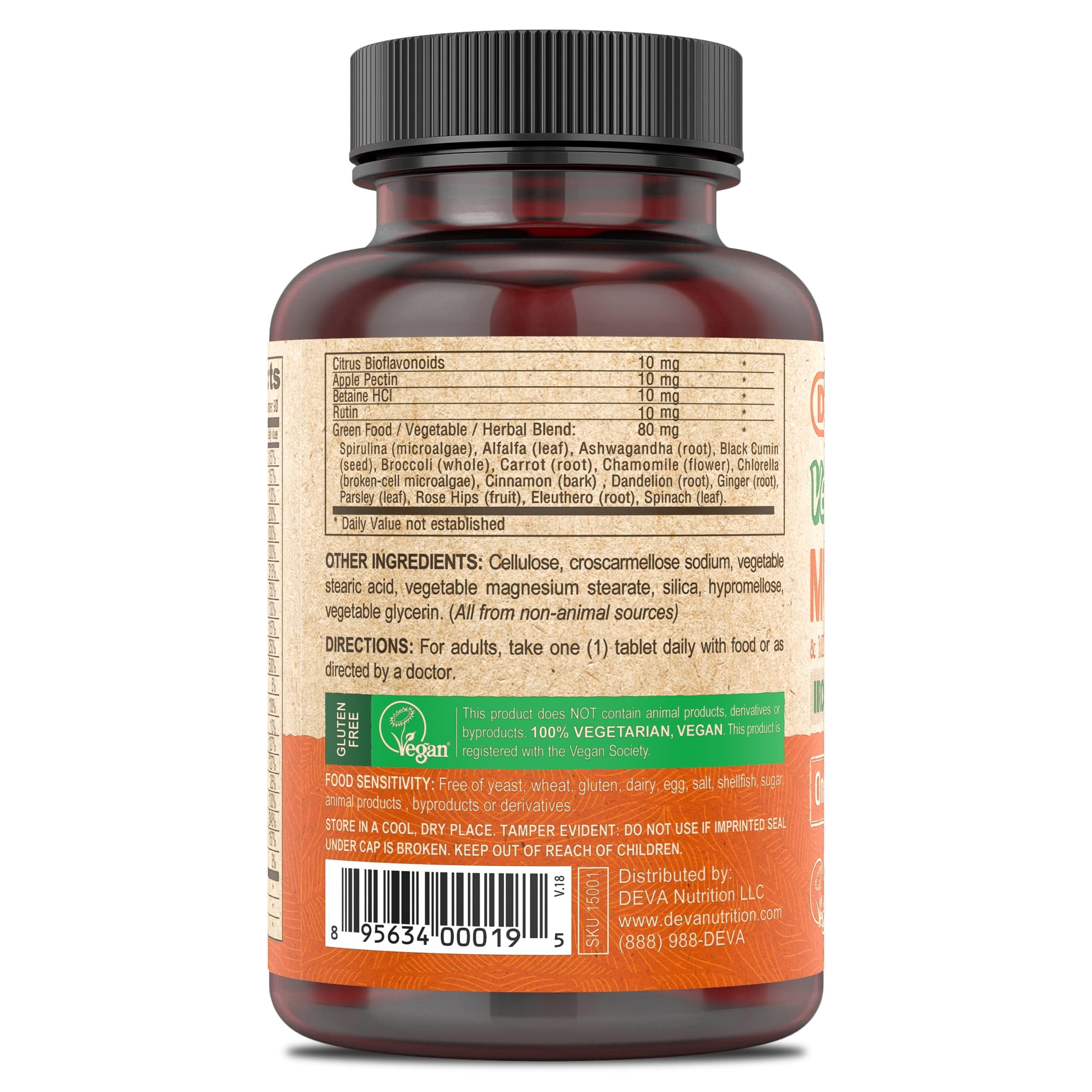 Close-up of greens and herbal ingredients in the formula