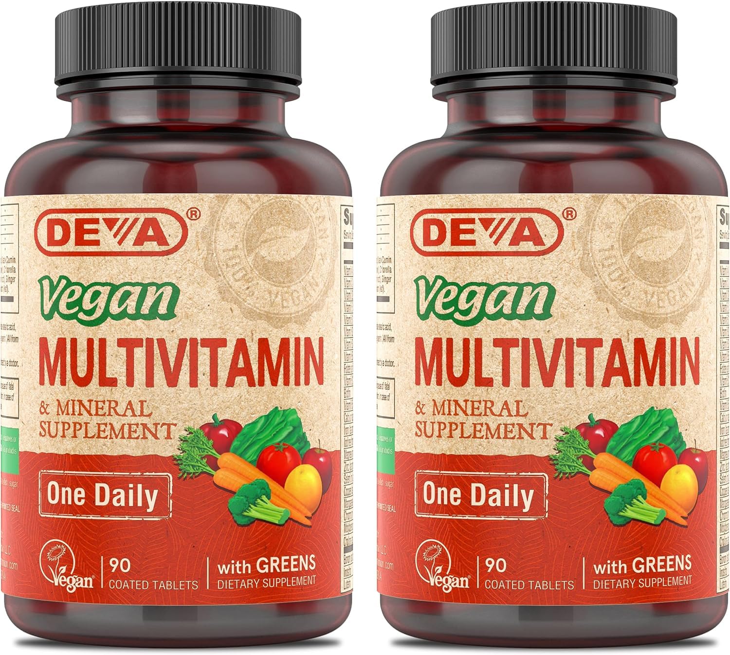 DEVA vegan multivitamin 2-pack front view with bottles