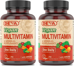 DEVA vegan multivitamin 2-pack front view with bottles