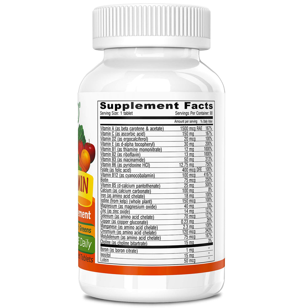 Back of Deva Vegan Multivitamin bottle showing supplement facts