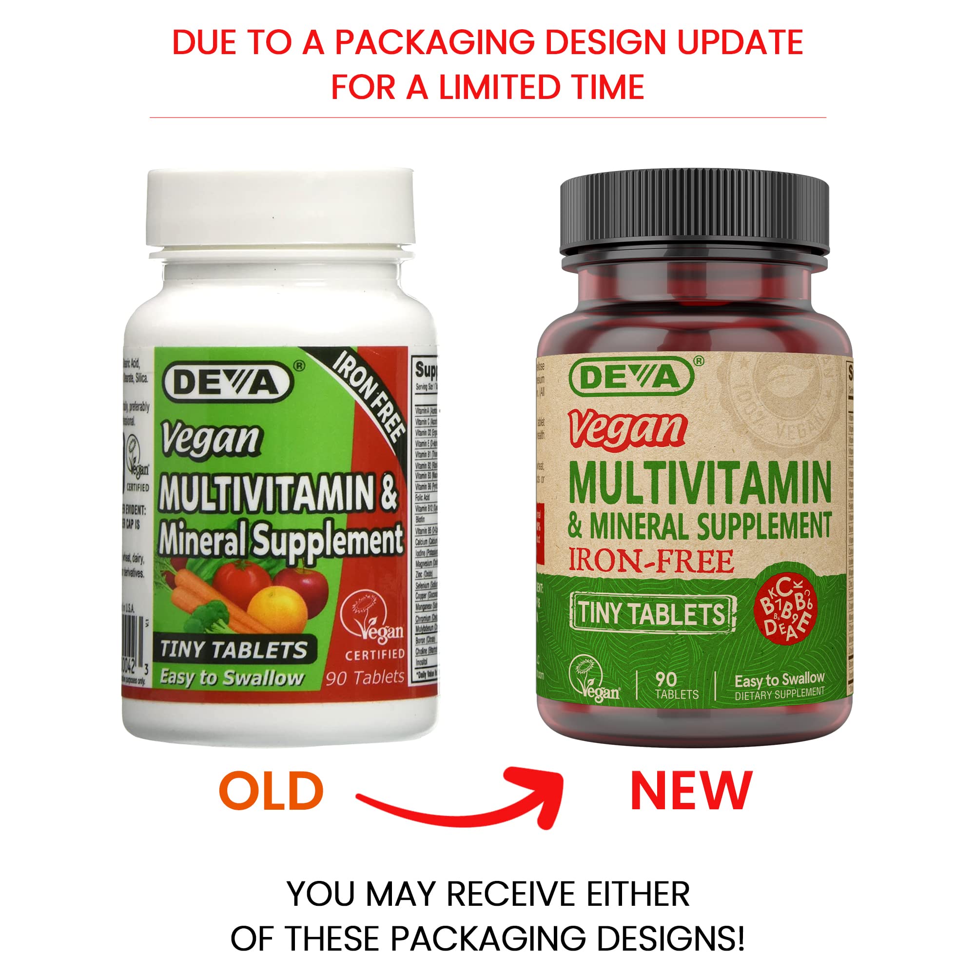 Close-up of DEVA vegan tiny tablet multivitamins