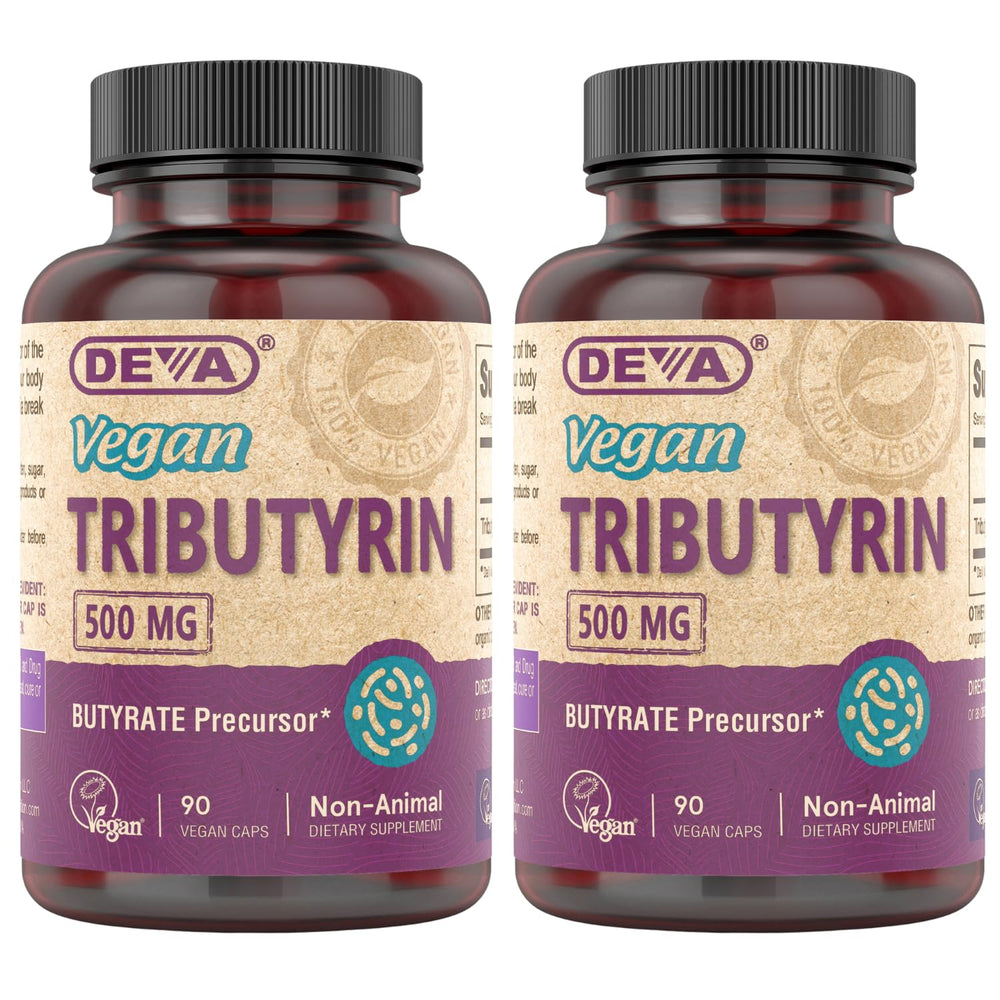 DEVA Vegan Tributyrin 500 mg capsule (front view)