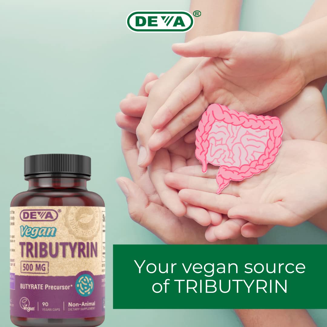 Product label with ingredients and directions for DEVA Tributyrin