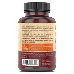 Pure vegan guarantee and potency seal on DEVA Vitamin C packaging