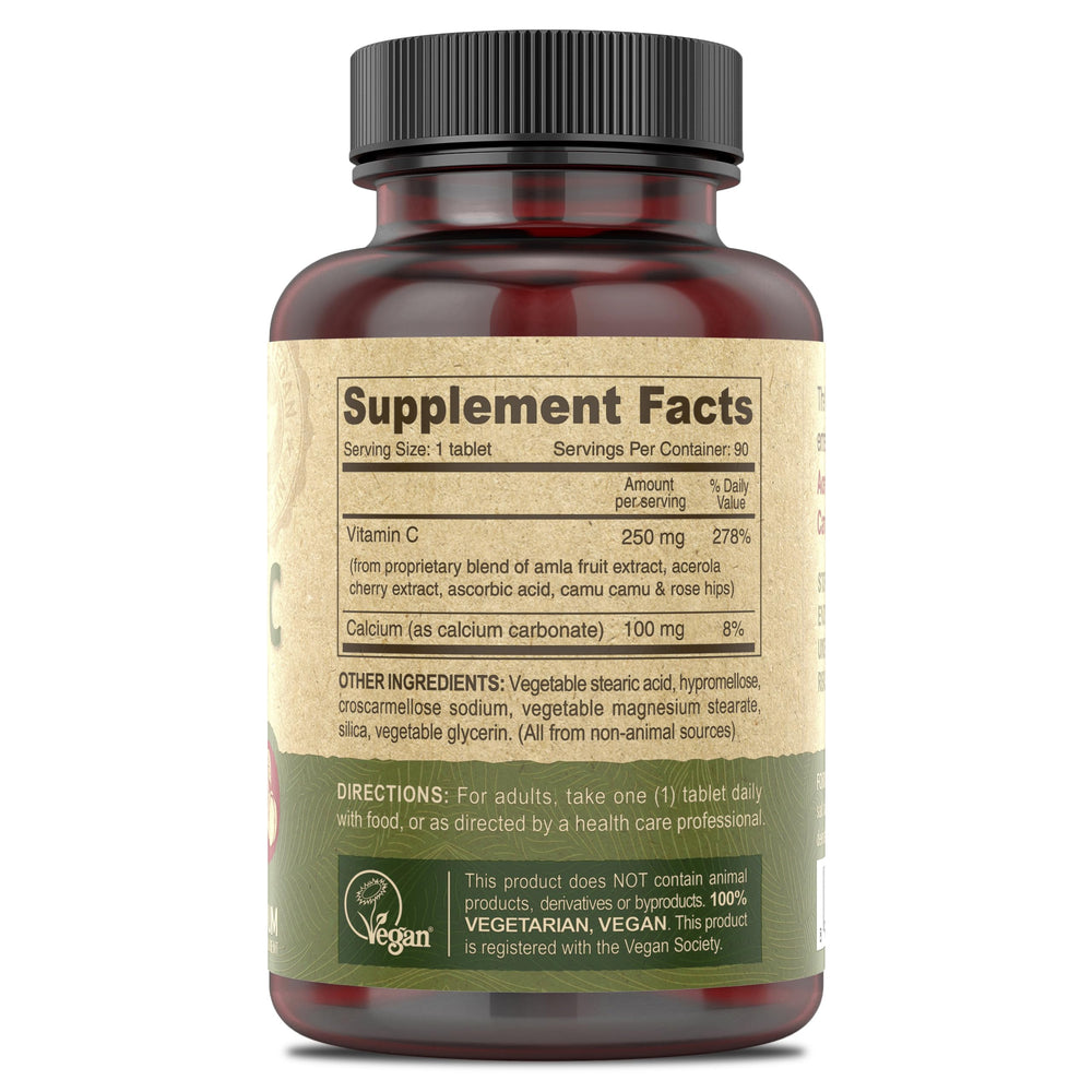 Multi-source plant ingredients: amla, acerola, camu camu, and rose hips