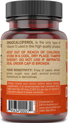 Nutrition facts panel for ergocalciferol 800 IU