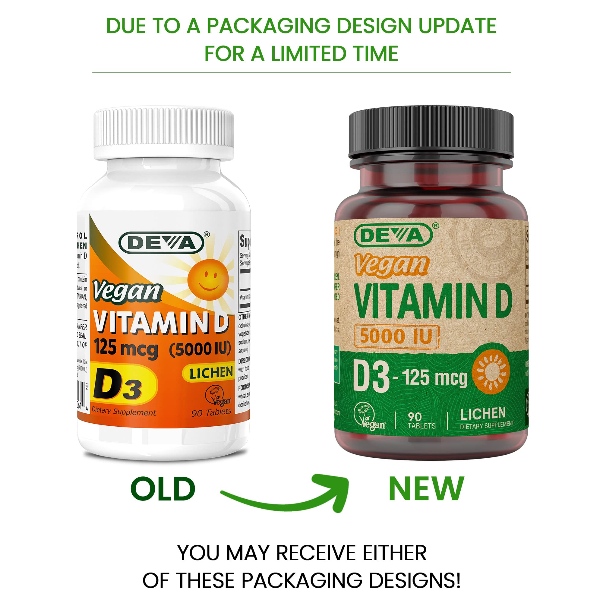 Back label of DEVA Vitamin D3 bottle showing ingredients and facts