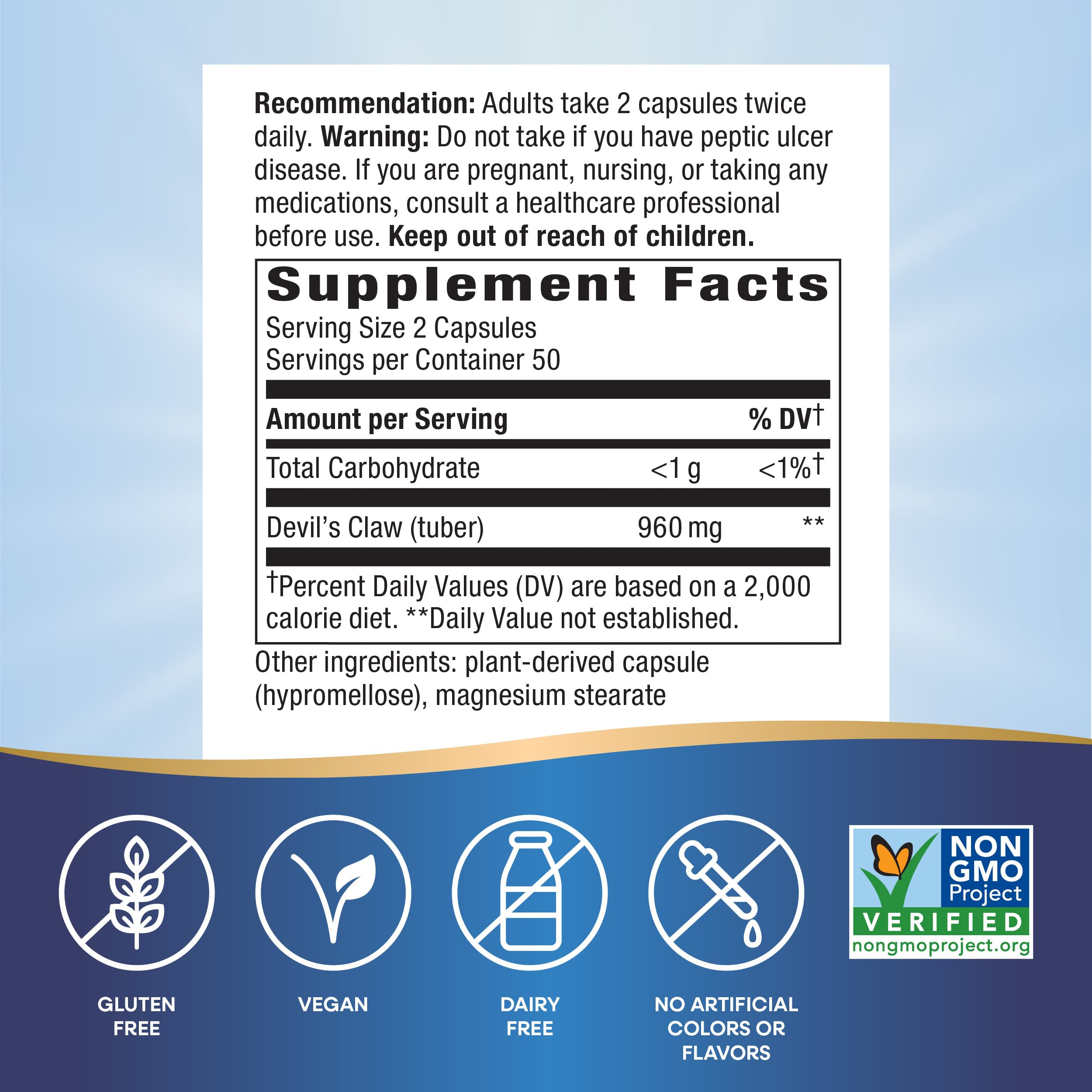 Nature's Way Devil's Claw Root bottle label
