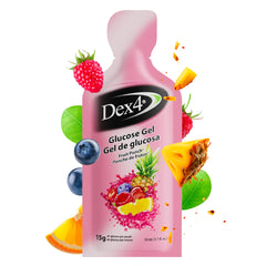 Dex4 glucose gel packs front-pack shows compact, on-the-go energy.