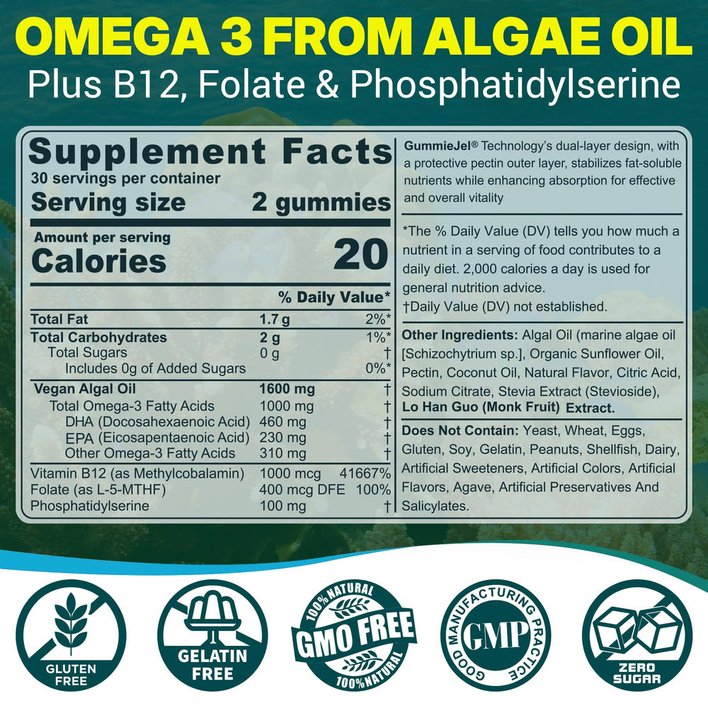 Detail of DHA and EPA 460 mg and 230 mg from algae