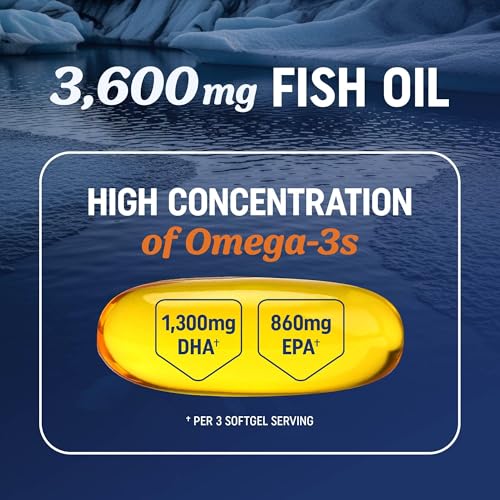 Graphic showing 3600 mg total omega-3 per serving with EPA and DHA