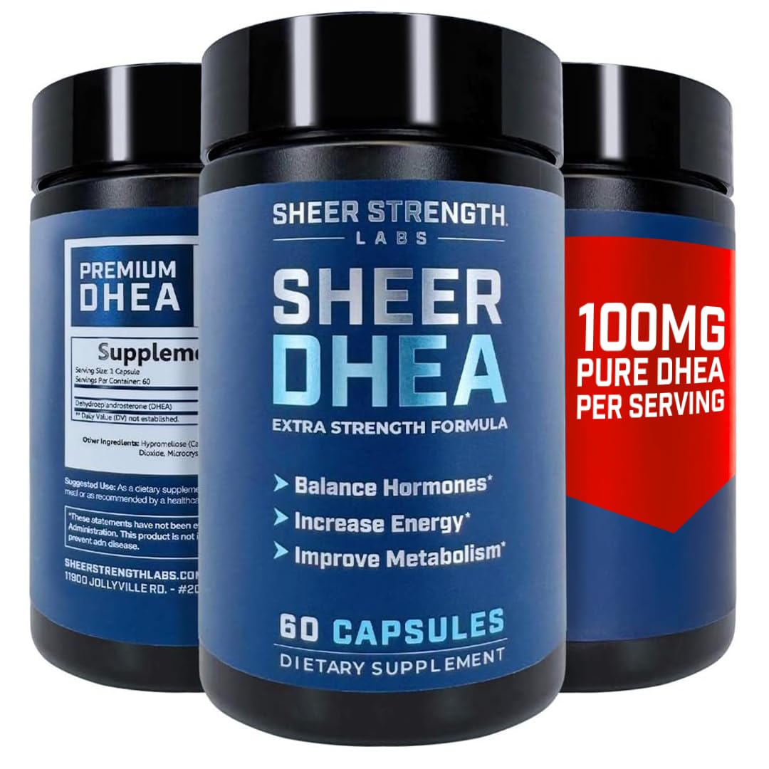 DHEA 100mg supplement bottle for men and women