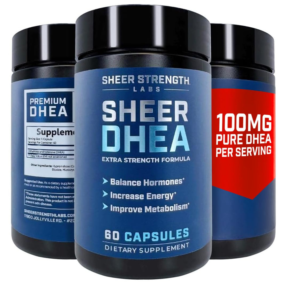 DHEA 100mg supplement bottle for men and women