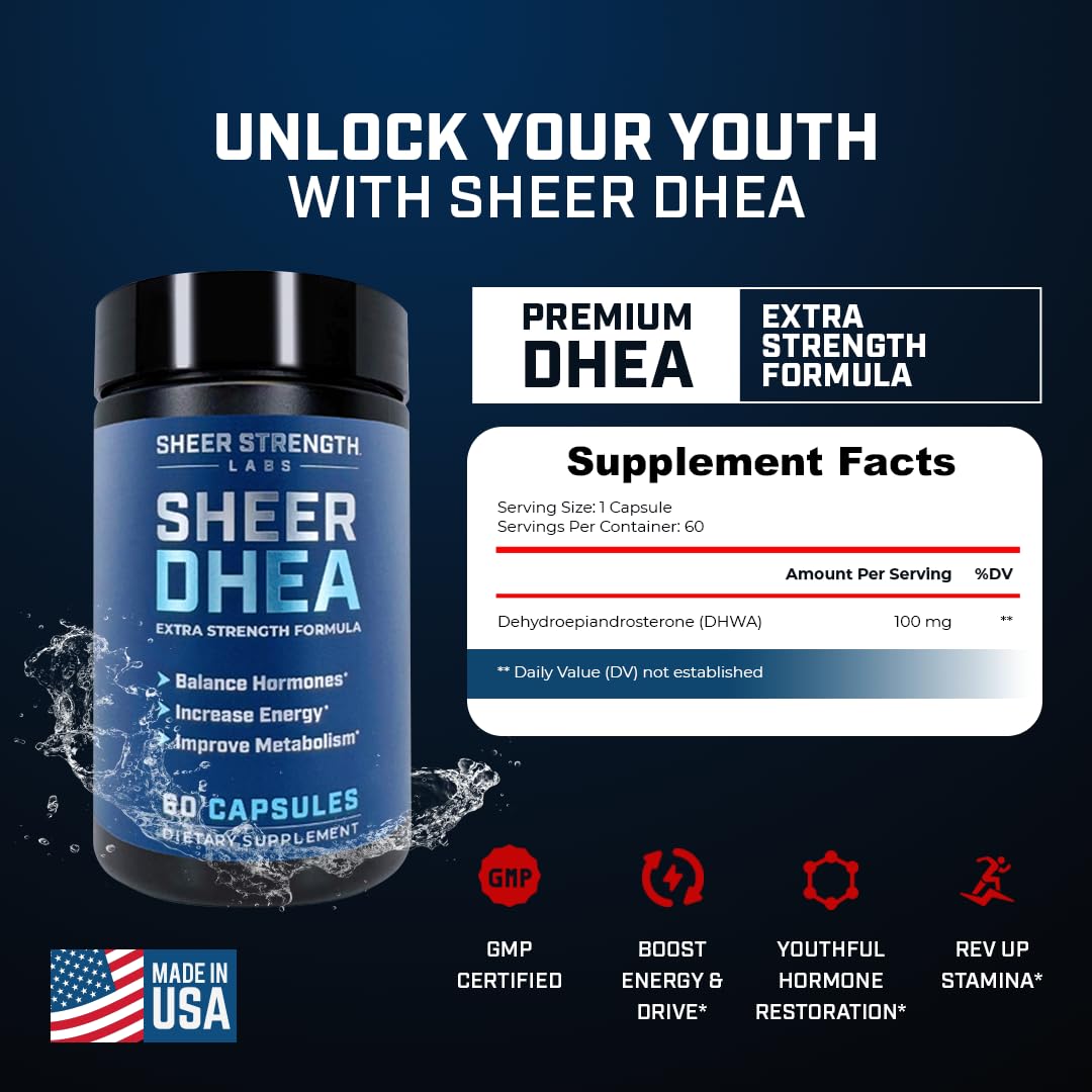 DHEA 100mg bottle close-up label