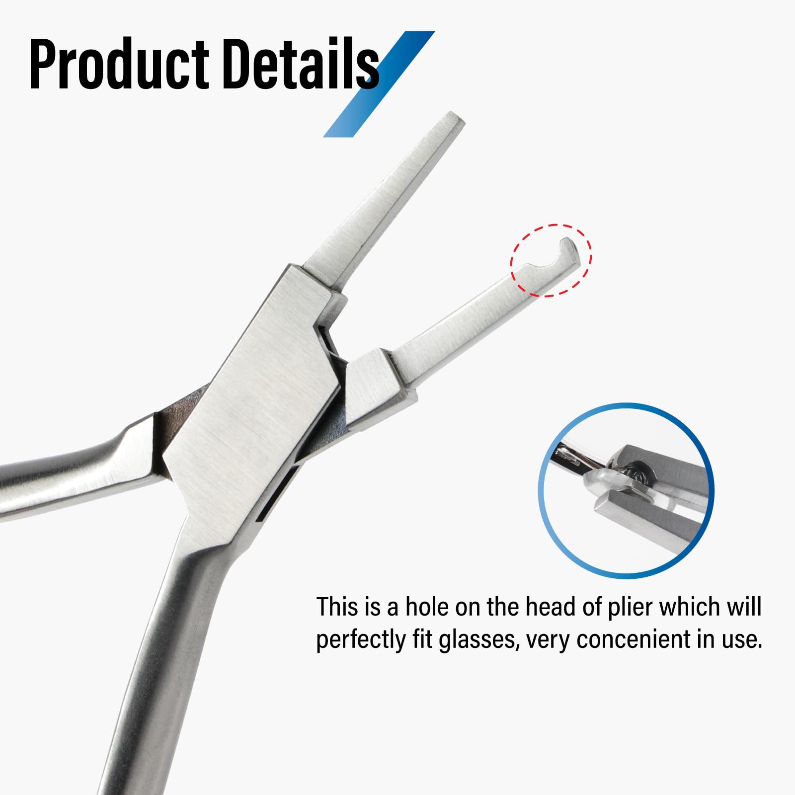 Ergonomic design eyeglasses repair tool in hand