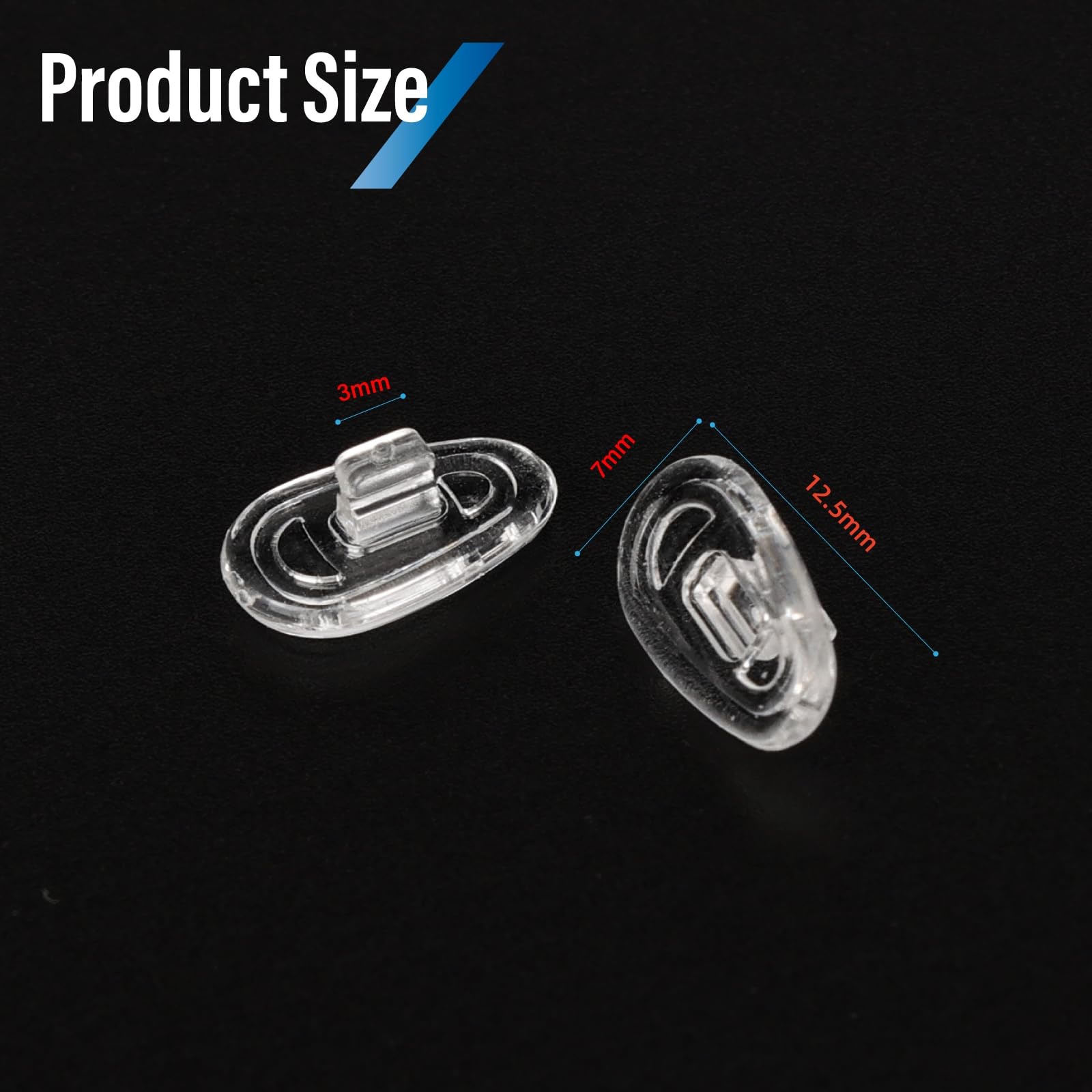 Push-in silicone nose pads, 12.5mm oval shape
