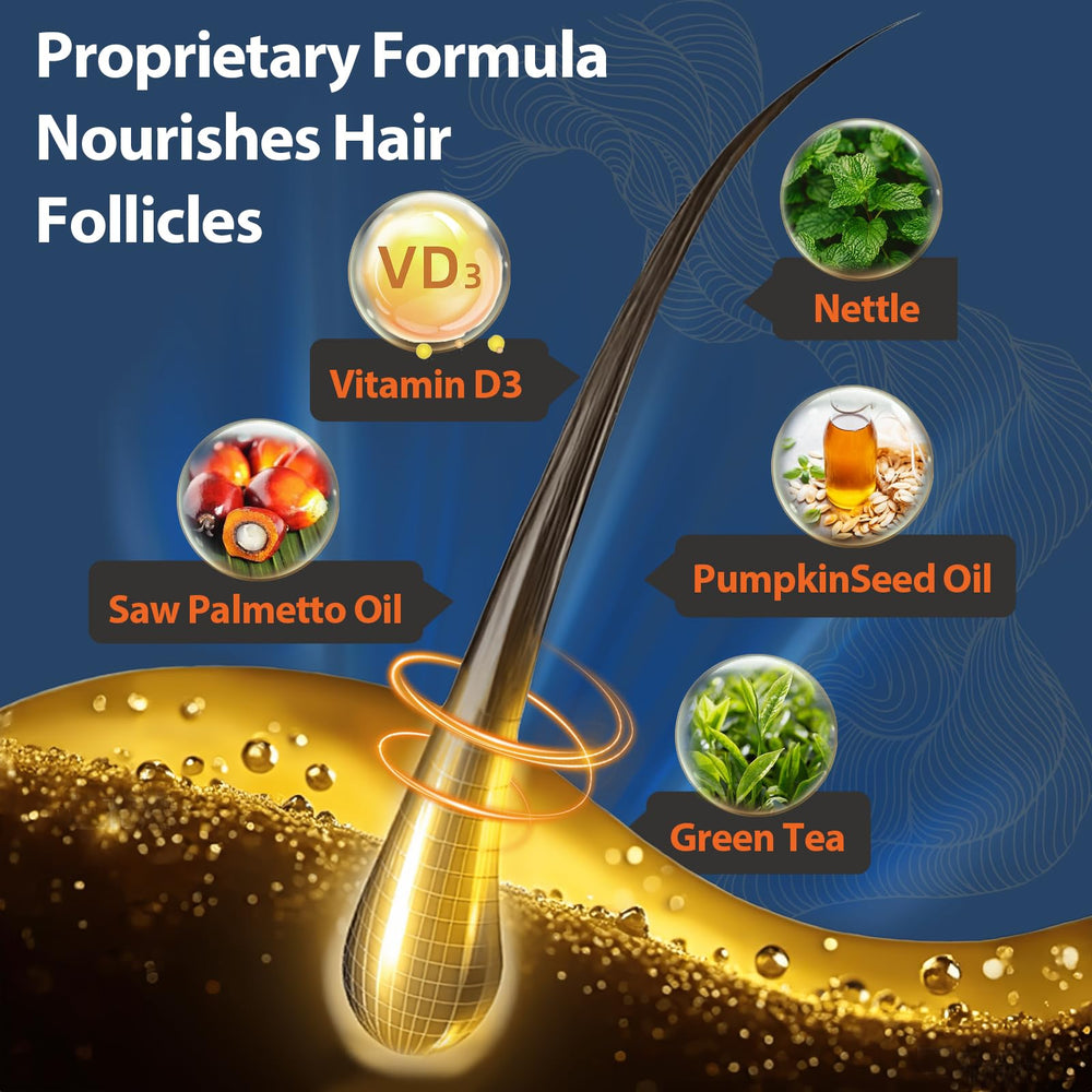 Bottle label highlighting 90 capsules for hair support