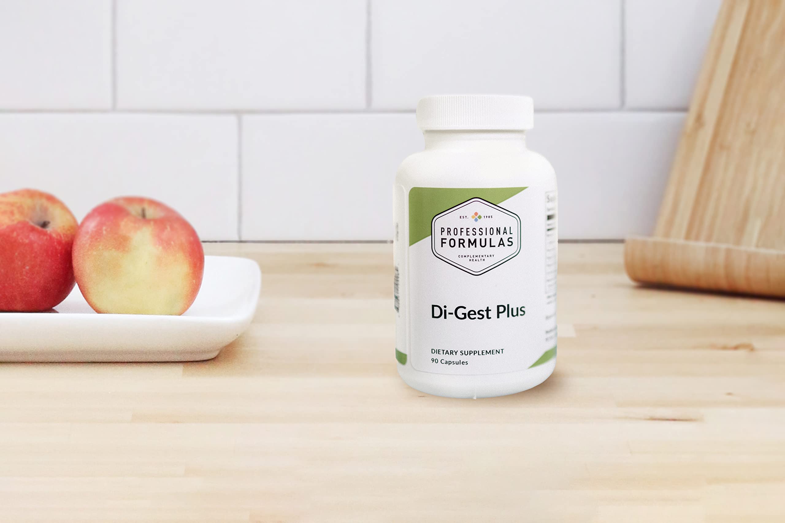 Di-Gest Plus capsules on a neutral background