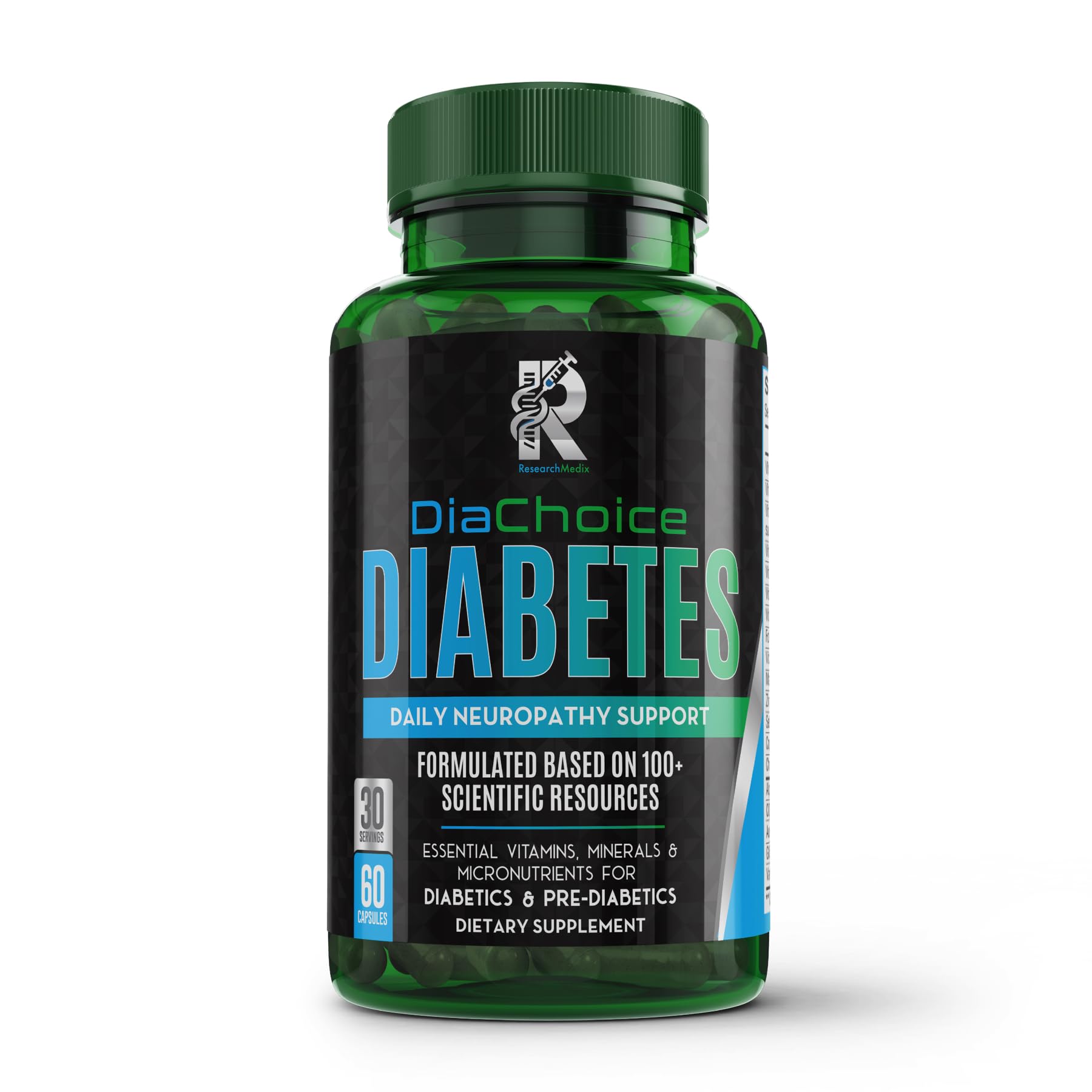 DiaChoice Neuropathy Support bottle front view with 600 mg Alpha Lipoic Acid