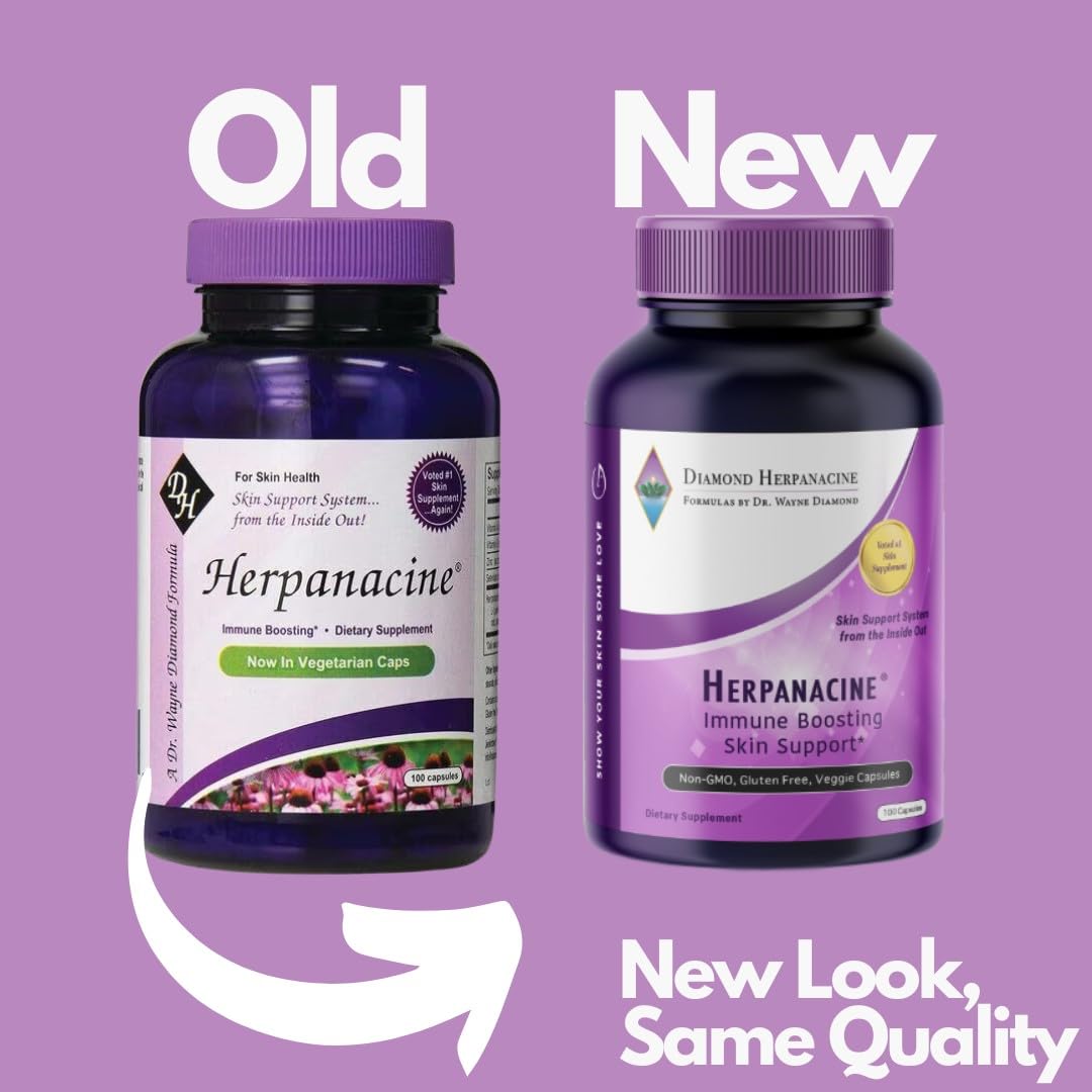 Close-up of Diamond Herpanacine supplement bottle with natural ingredients