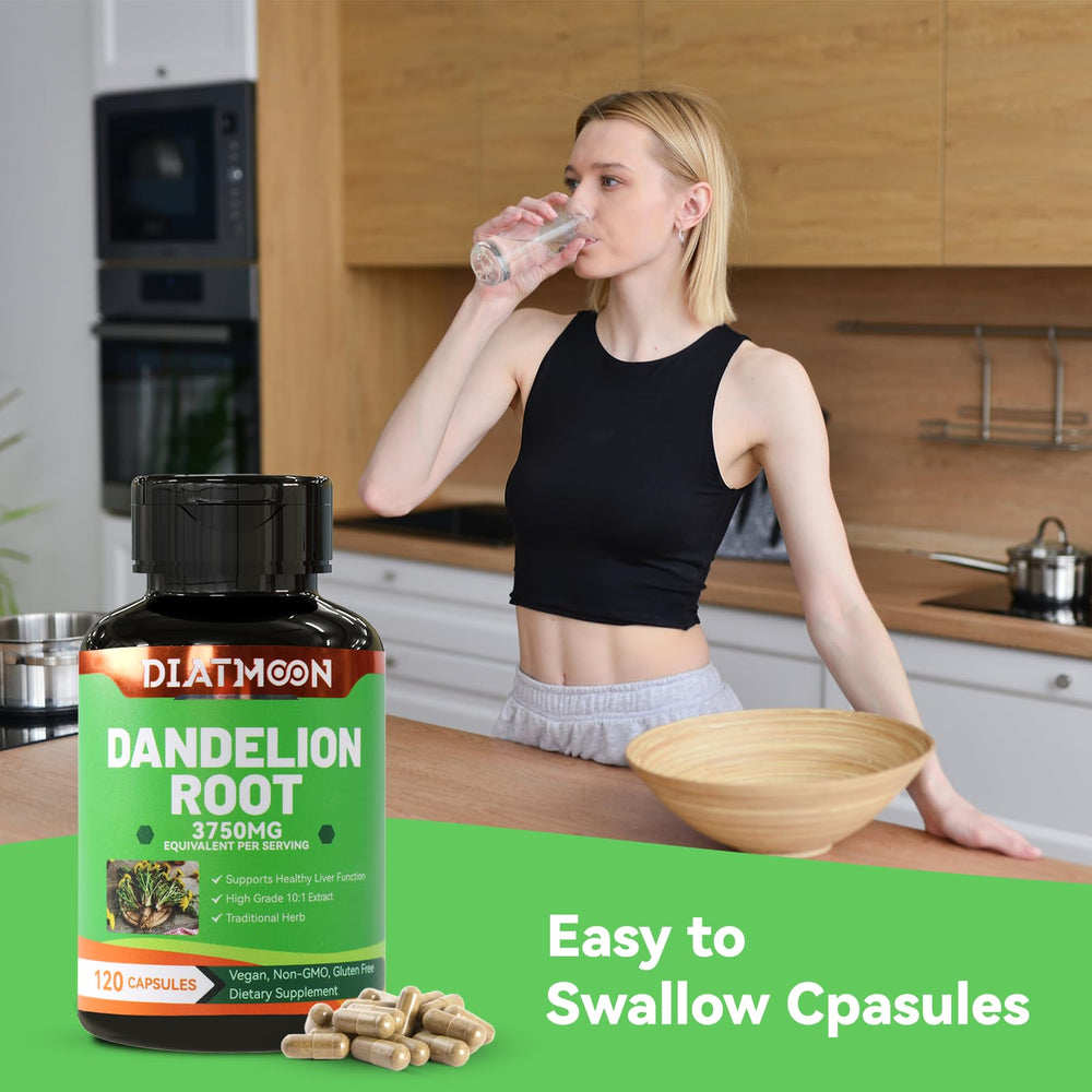DIATMOON Dandelion Root supplement table scene highlights natural antioxidant benefits