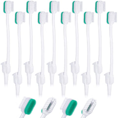 Open packaging showing 10 individually wrapped suction swab toothbrushes