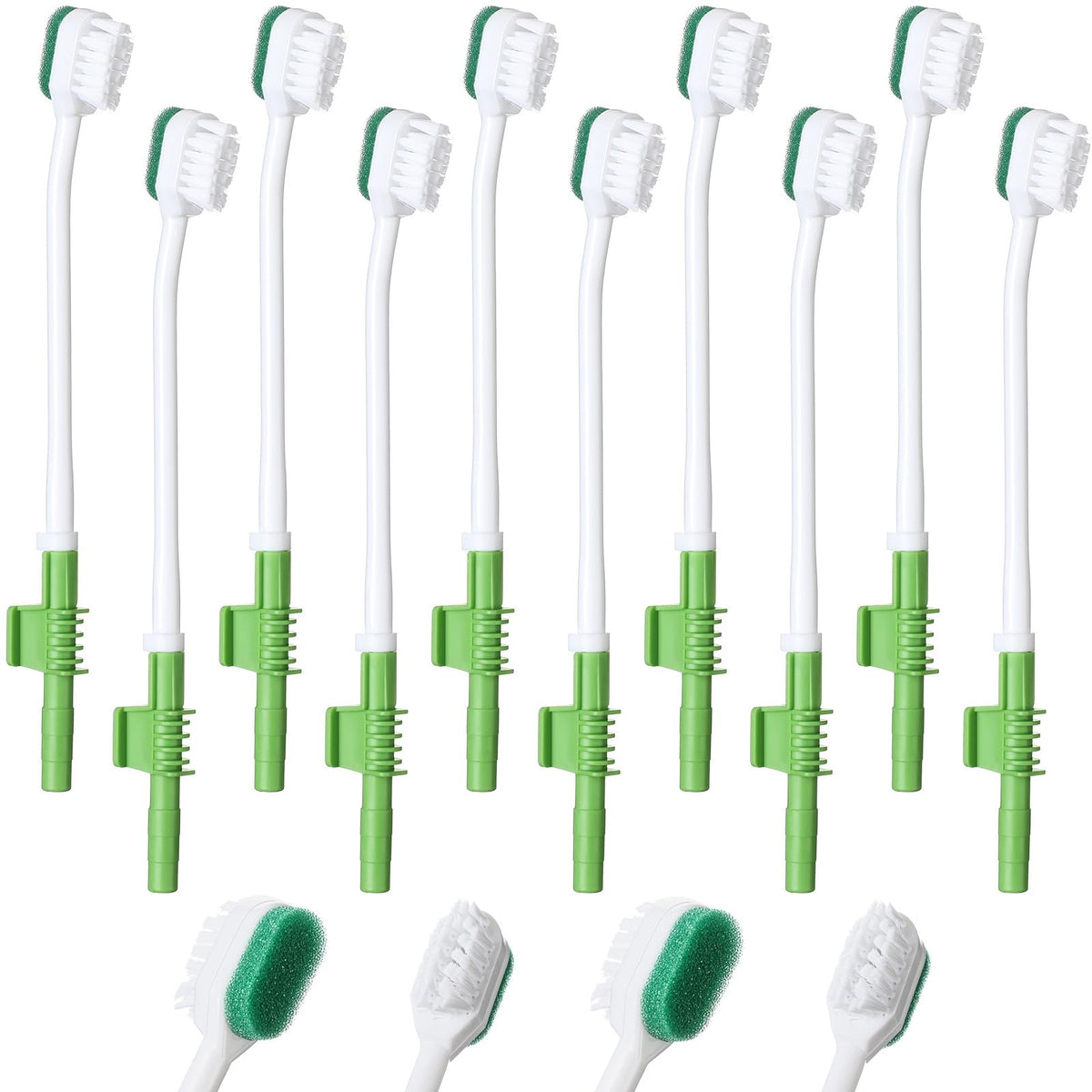 Didaey 10-piece suction toothbrushes in green, 18 cm length, individually wrapped