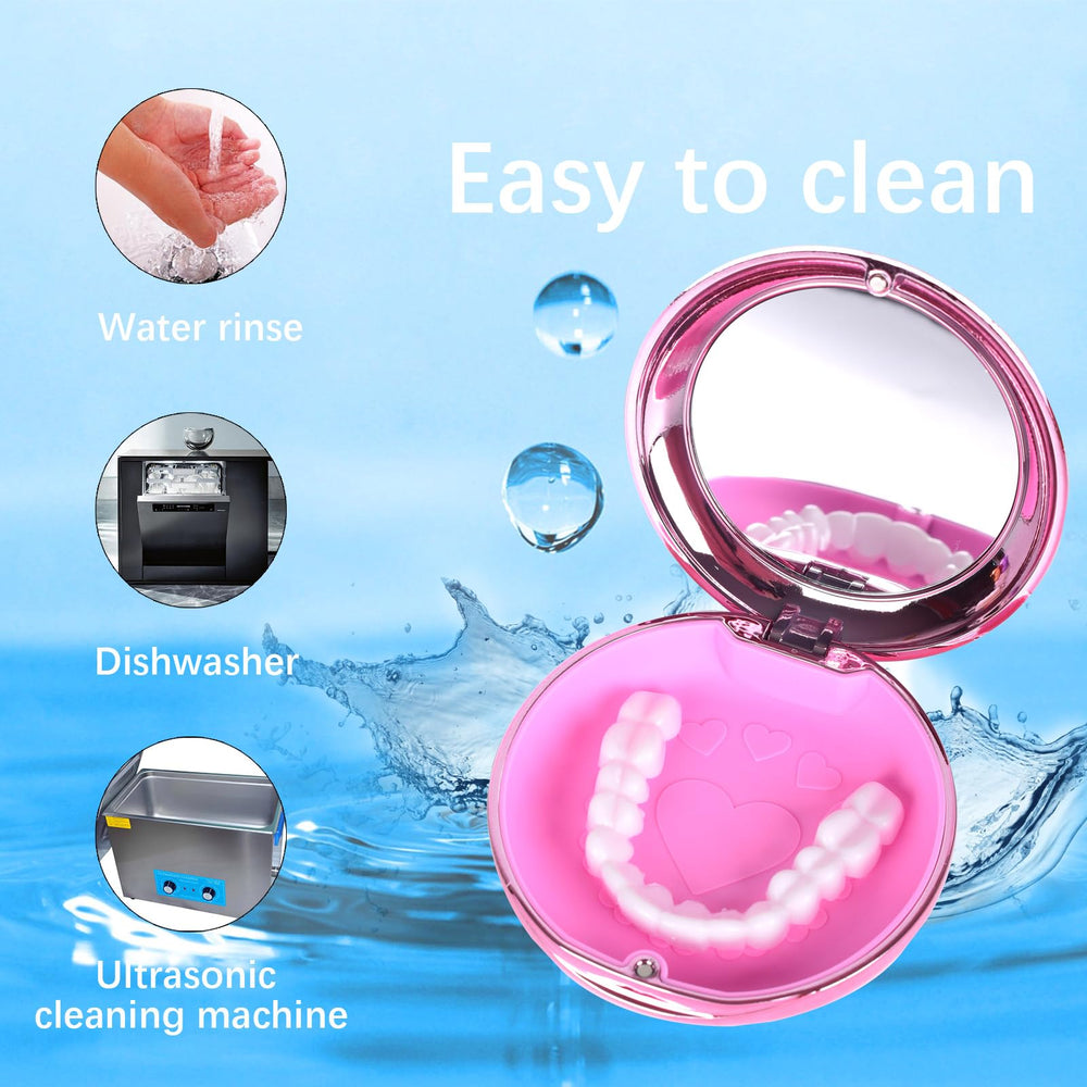 Hidden ventilation holes on pink retainer case