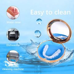 Built-in mirror located inside the lid for denture checks