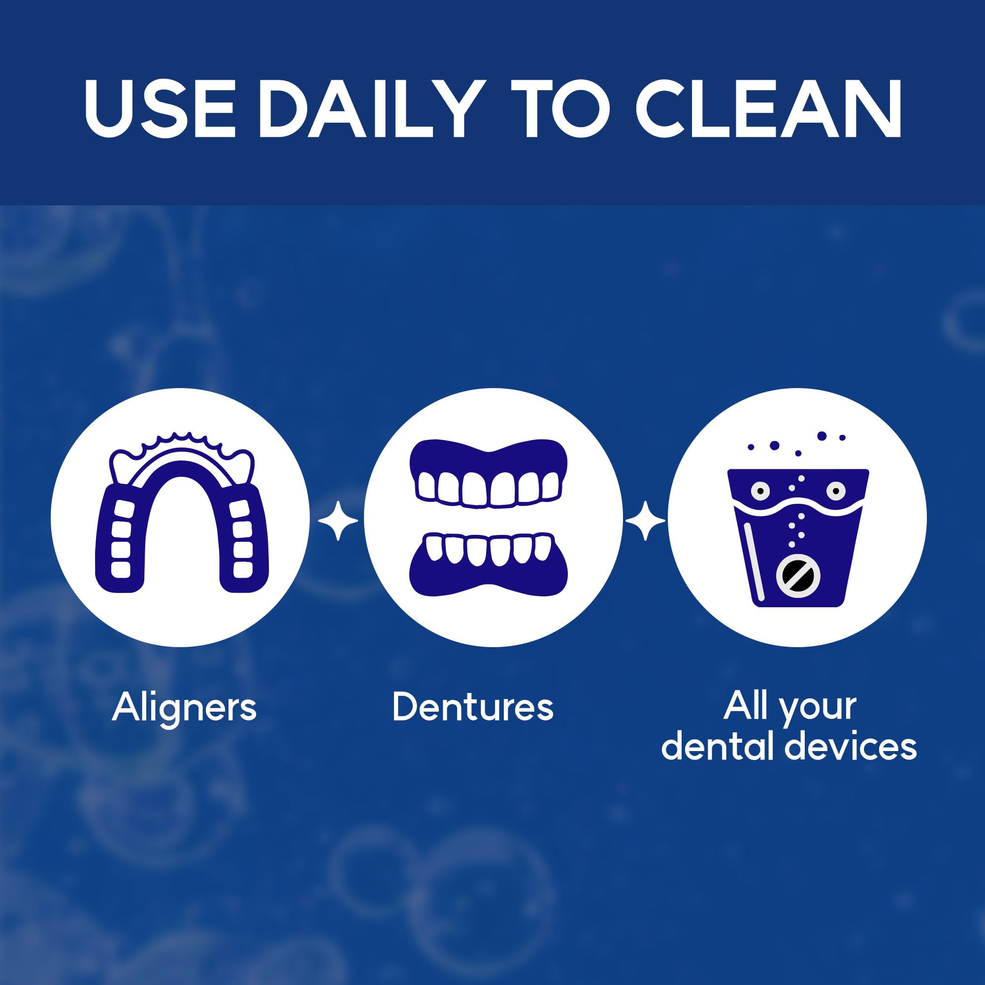 Dentures and aligners cleaning with mint tablets