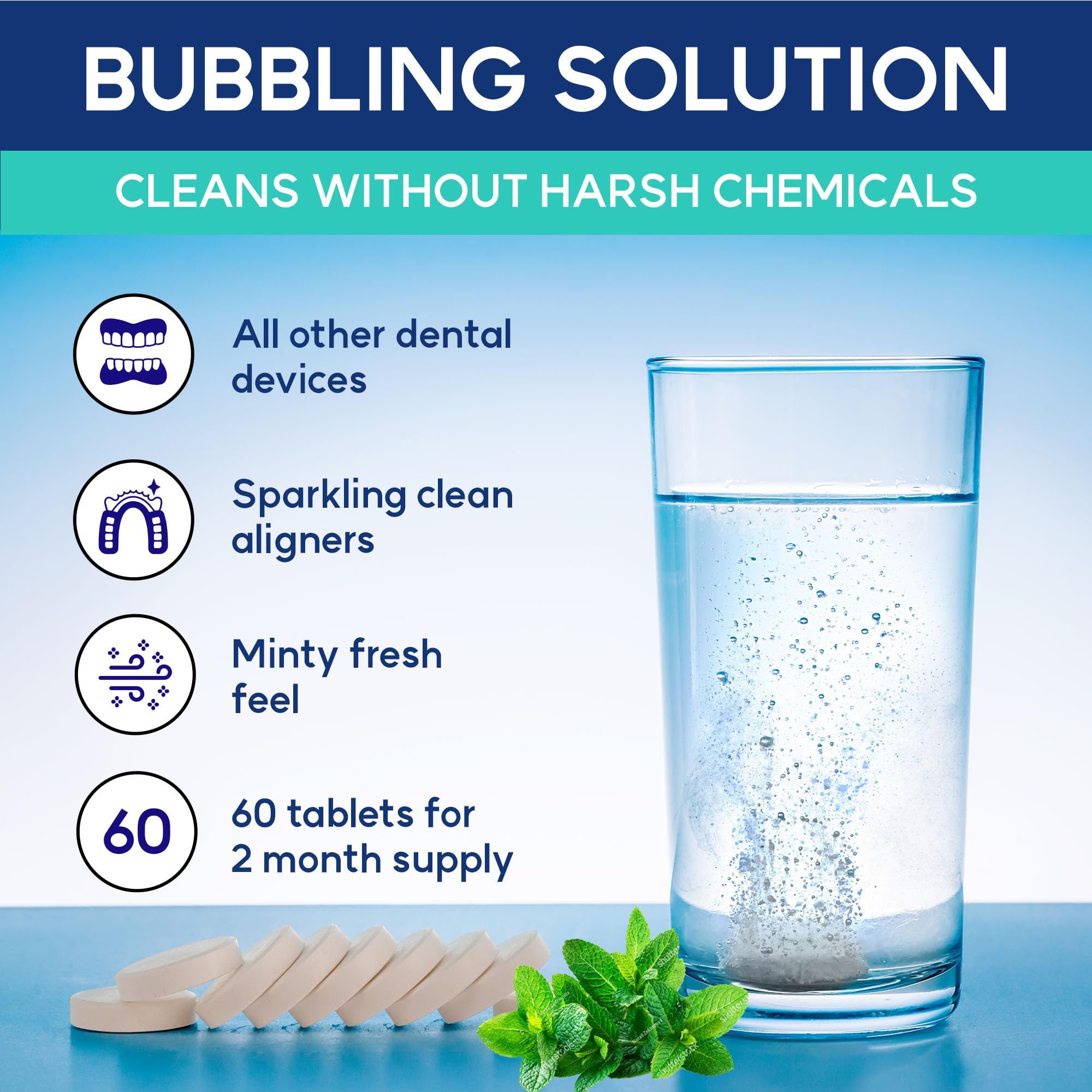 Odor and stain removal action for dental appliances
