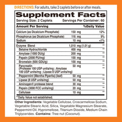 Close-up of Digest-13 ingredients including eight enzymes such as Bromelain and Lipase