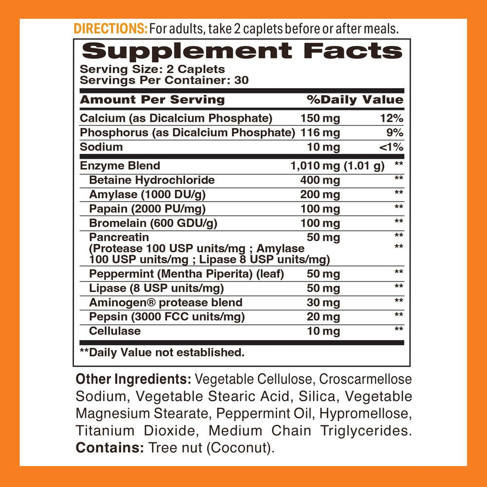 Close up of Digest-13 enzyme ingredients including Bromelain and Lipase