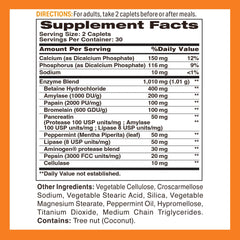 Close up of Digest-13 enzyme ingredients including Bromelain and Lipase
