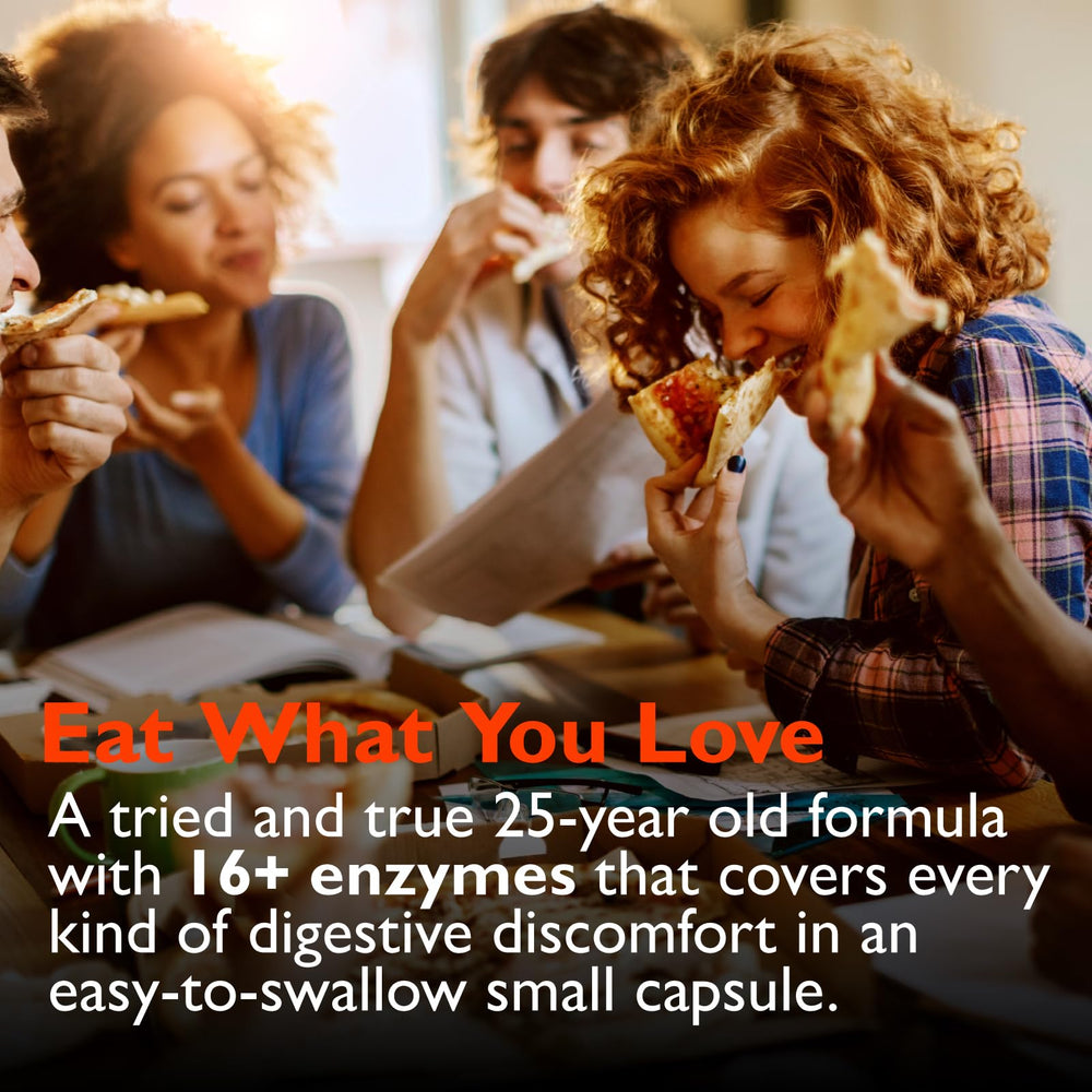 Graphic showing digestive enzymes aiding digestion