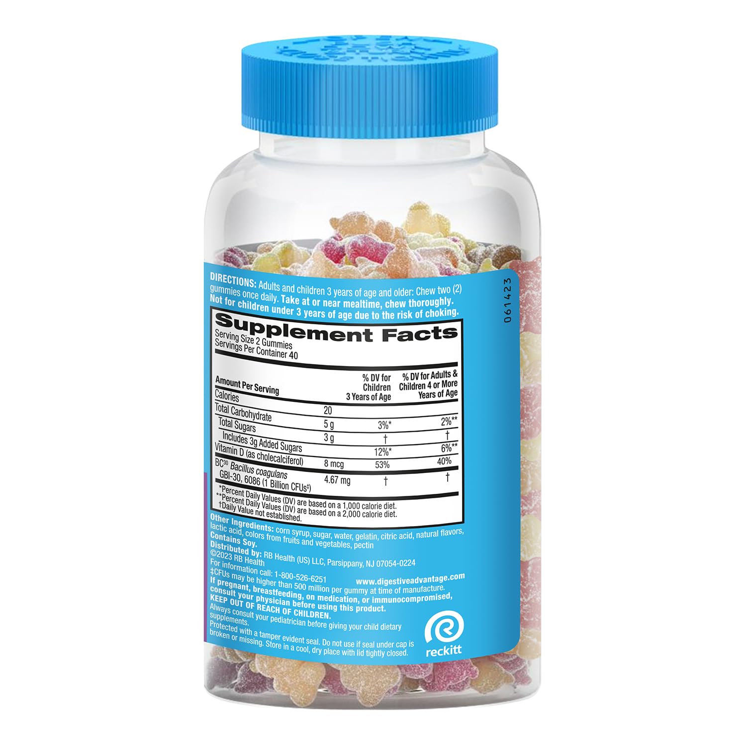 Infographic showing digestive and immune health benefits of Digestive Advantage gummies