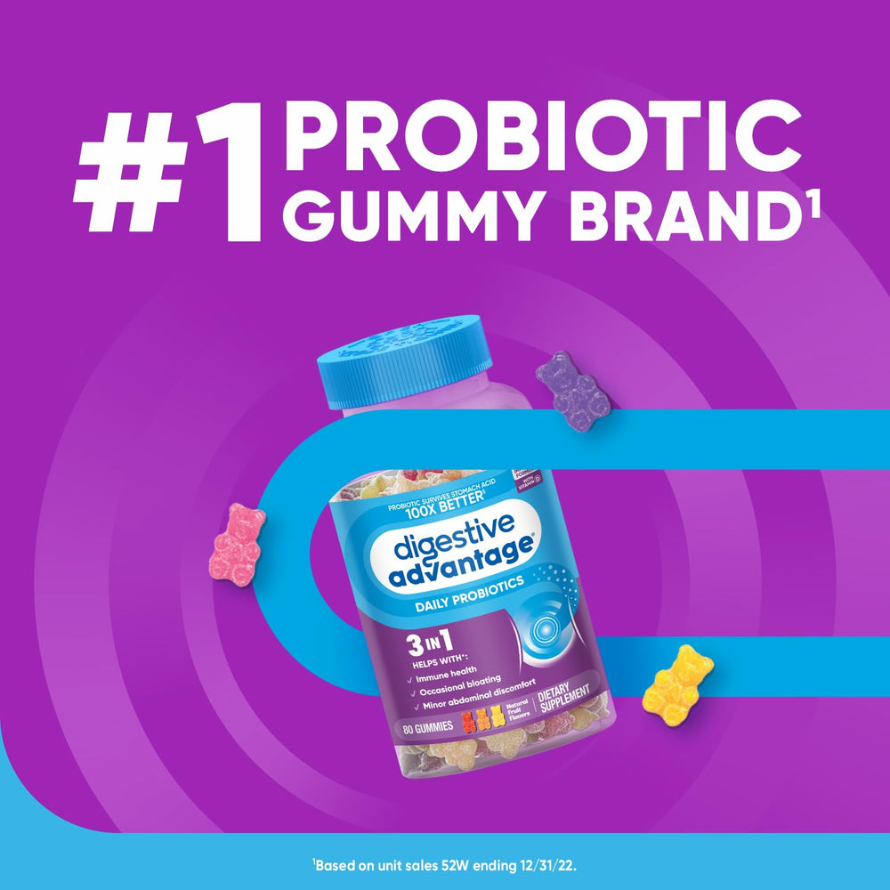 Nutrition facts panel for Digestive Advantage Probiotic Gummies