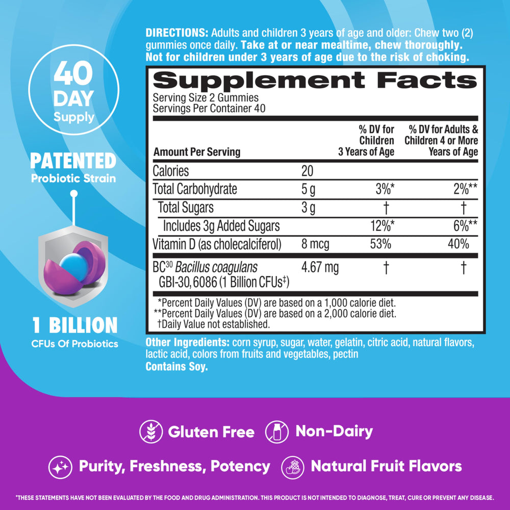 Raspberry-flavored probiotic gummies bottle