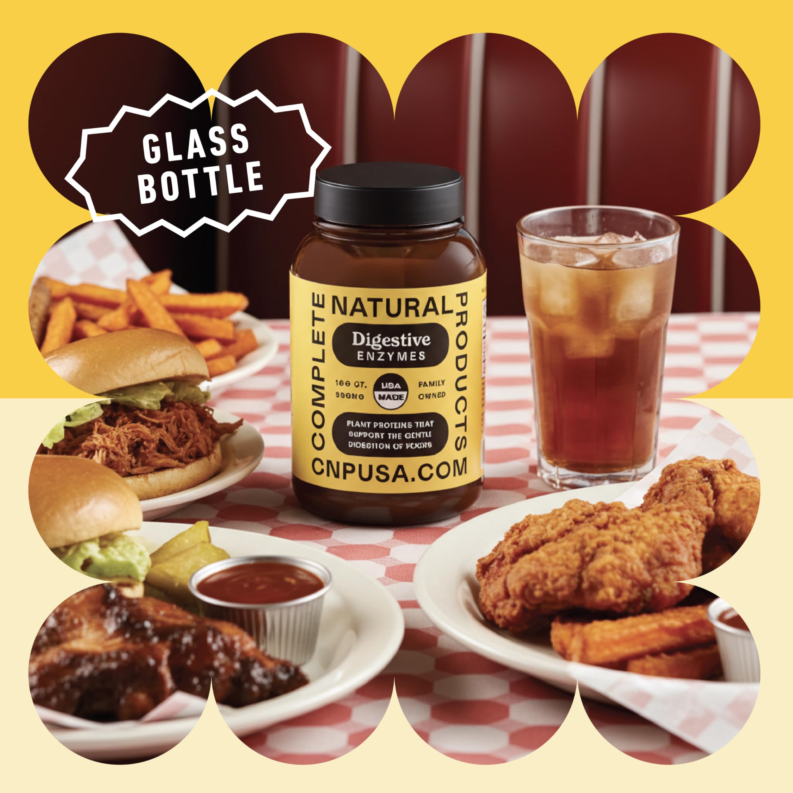 Organic capsule shells with clean-label ingredients on white background