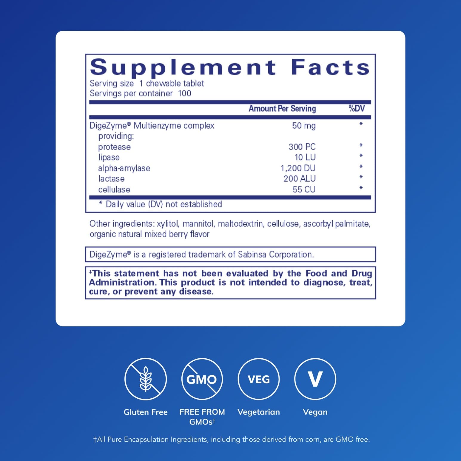 Close-up of Digestive Enzyme Chewables tablets