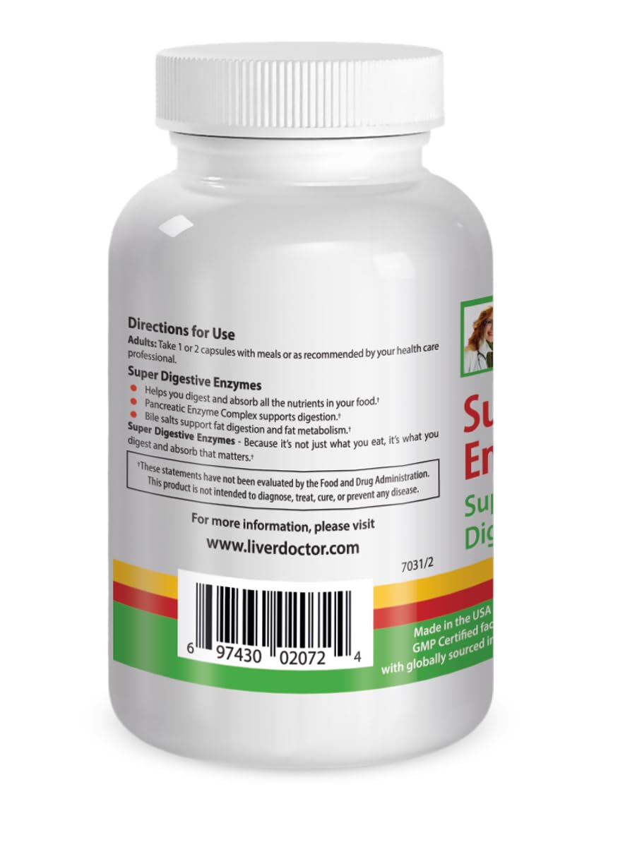 Close-up of digestive enzymes capsules