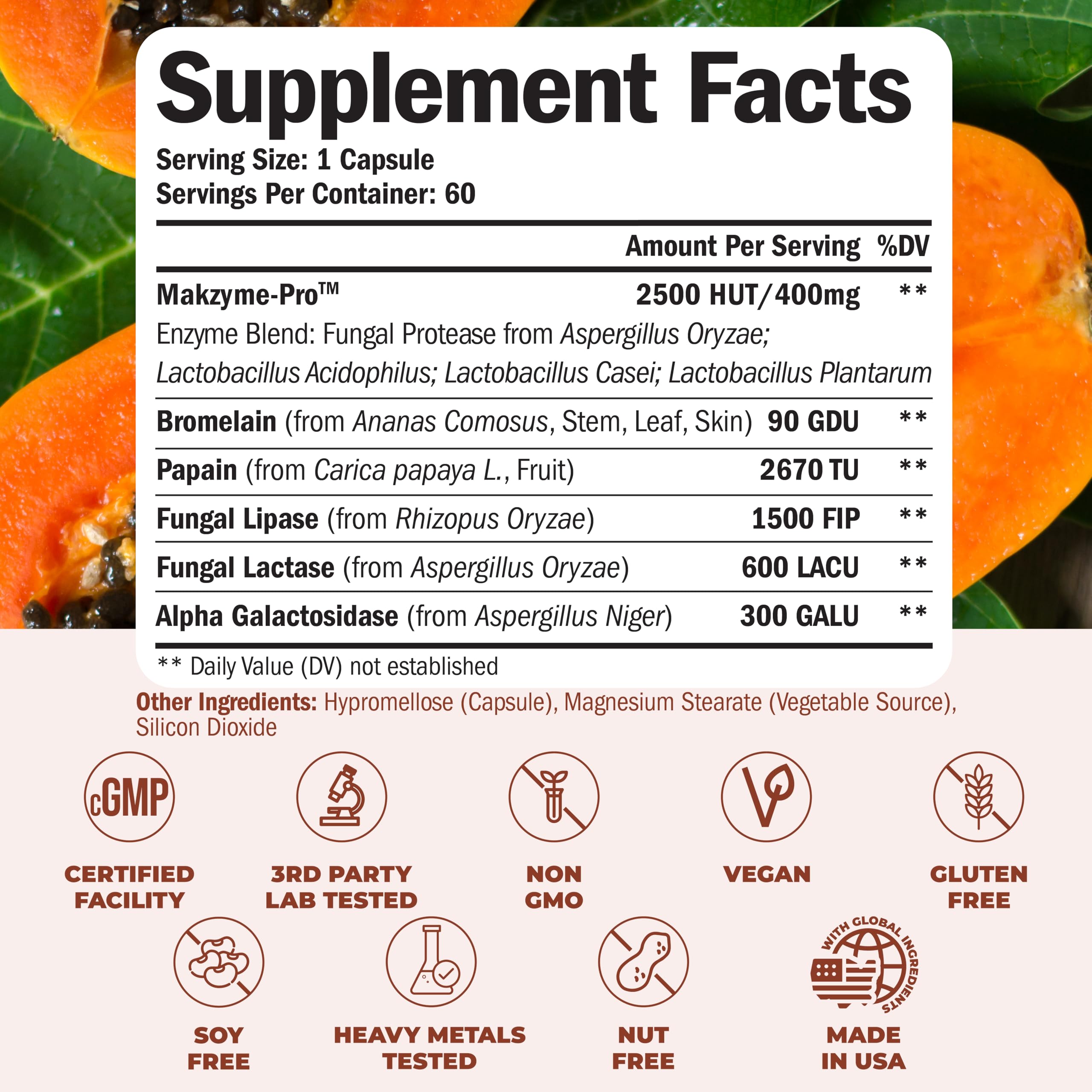 Bromelain and Papain highlighted on packaging