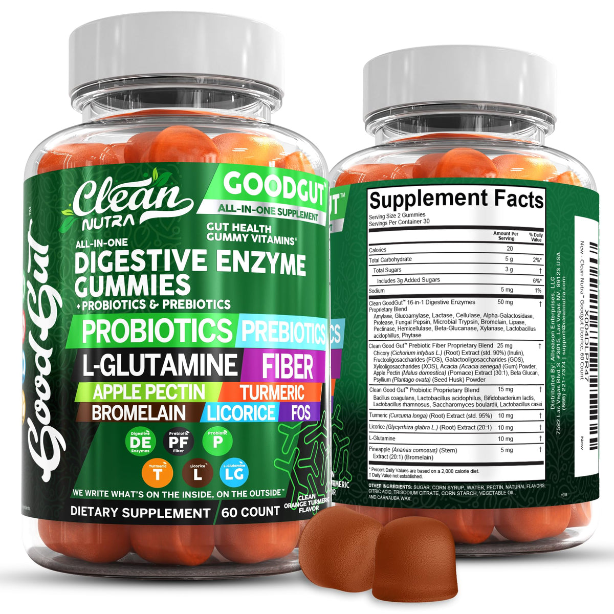 Bottle of Clean Nutraceuticals Digestive Enzymes with Probiotics Gummies