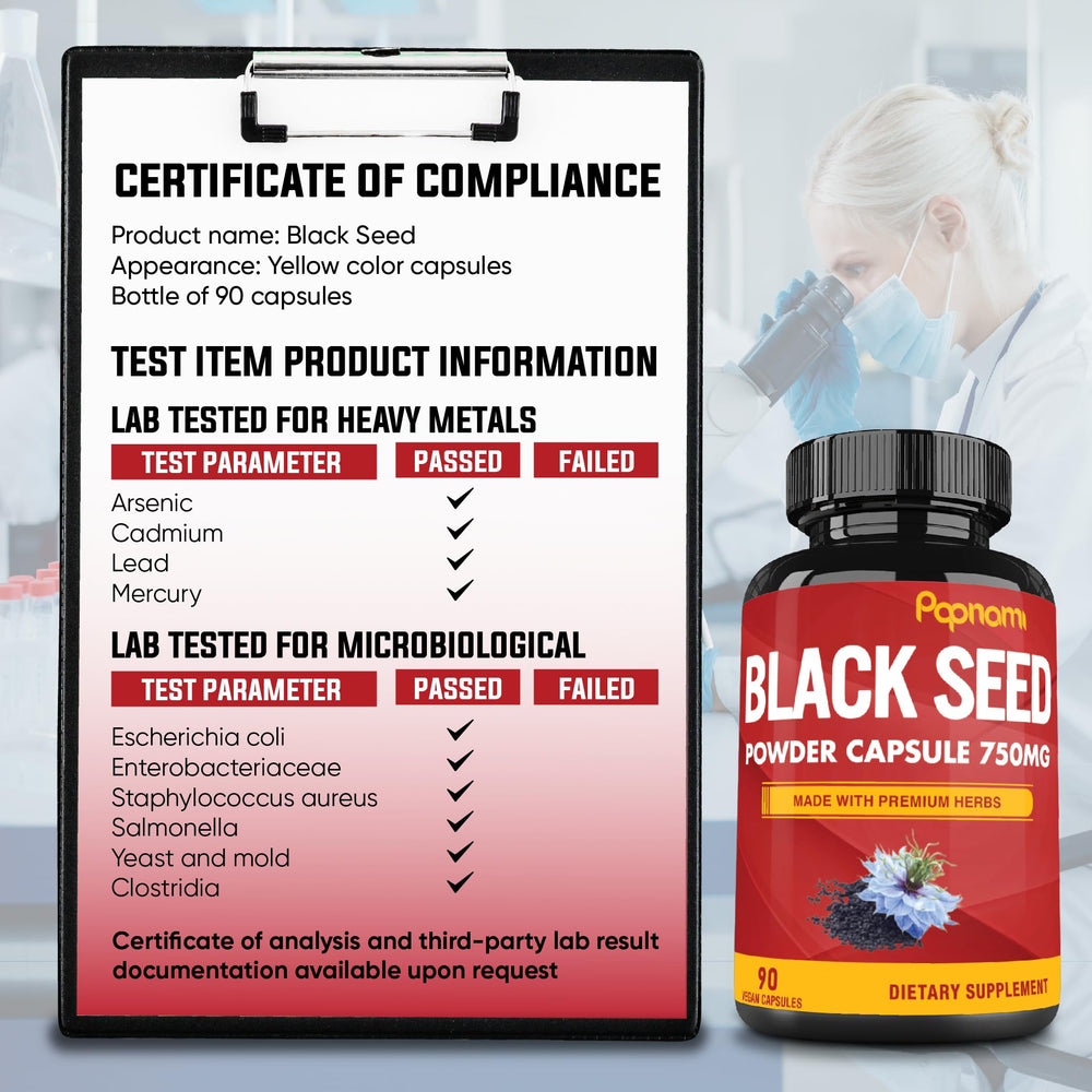 Digestive health benefits shown with black seed capsules