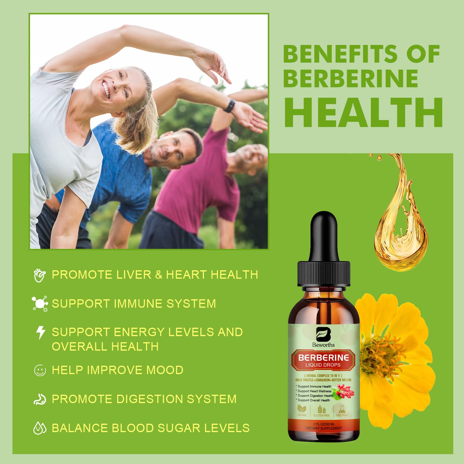 Digestive support benefits of Berberine liquid drops